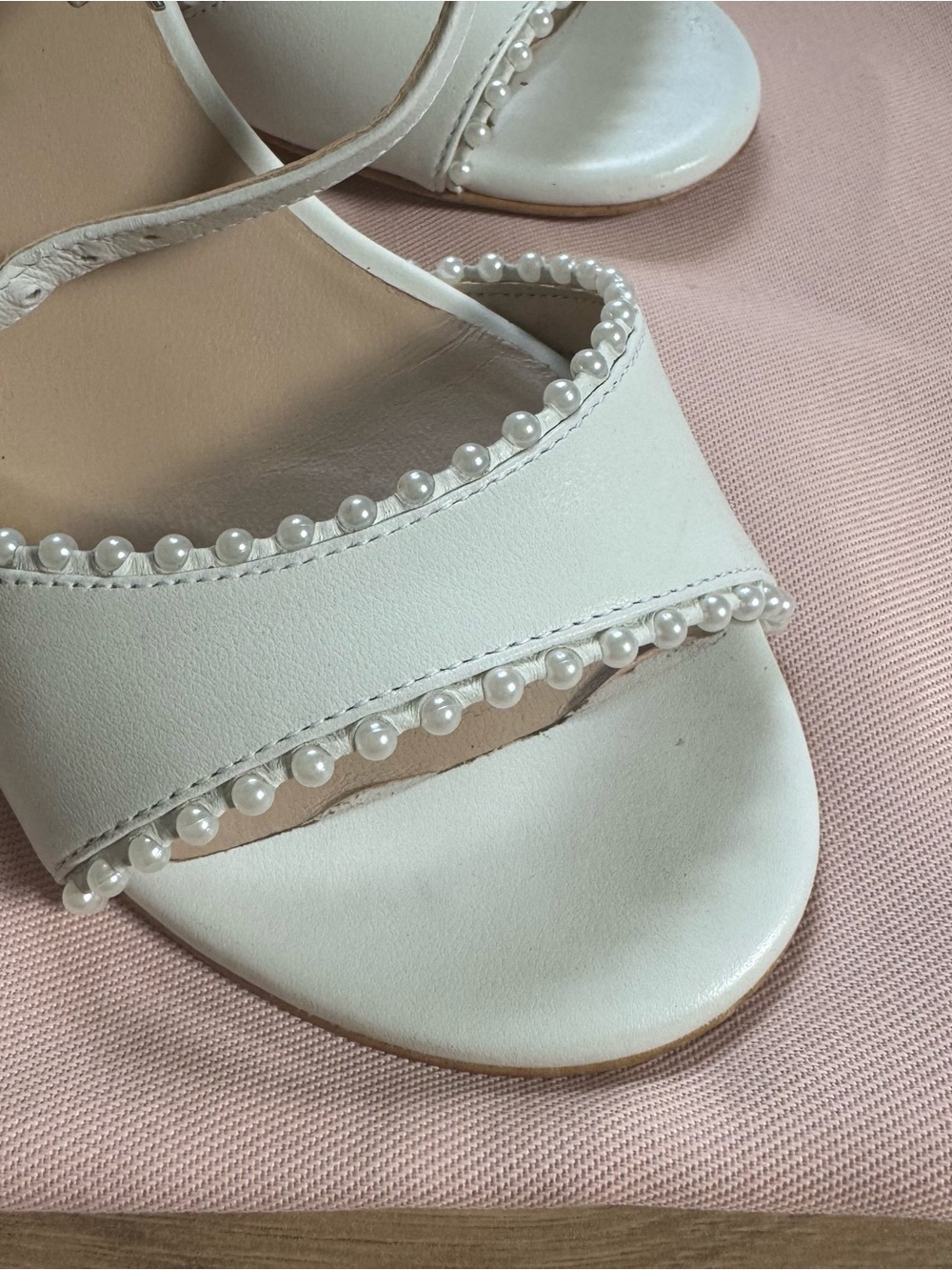 Stuart Weitzman Marilyn Pearl Sandal 75 Bridal Heels White Size 6.5 - Picture 4 of 11